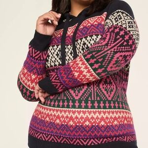 NWOT Lane Bryant Women's Multicolor Patterned Sweater Hoodie, 14/16